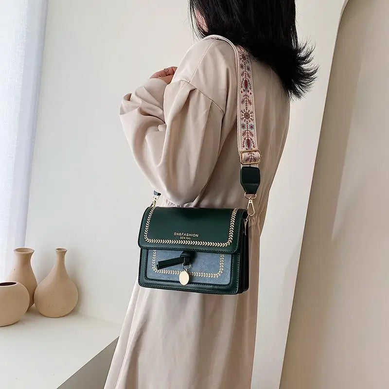 Contrast color Leather Crossbody Bags For Women 2024 Travel Handbag Fashion Simple Shoulder Messenger Bag Ladies Cross Body Bag