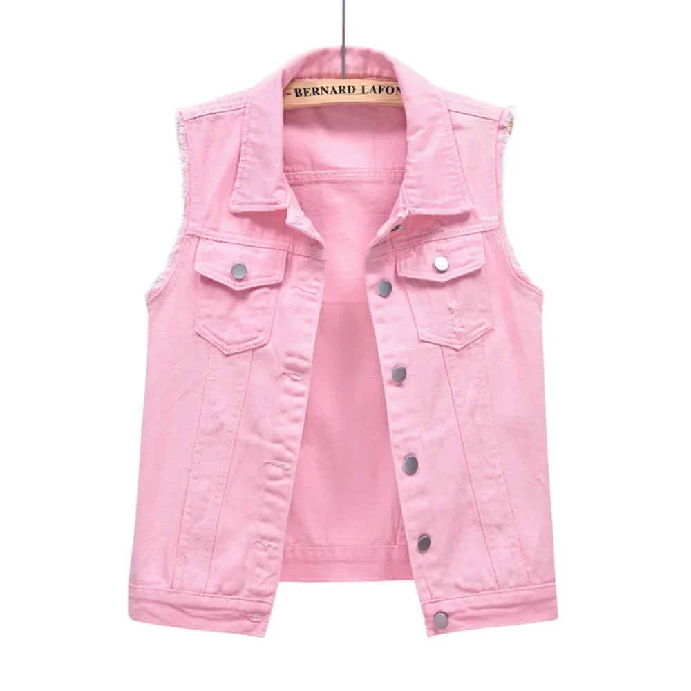 Coats Fashion Clothes Casual Vintage Elegant Sleeveless Denim Vest for Women Jacket Spring Streetwear Women Clothing Autumn