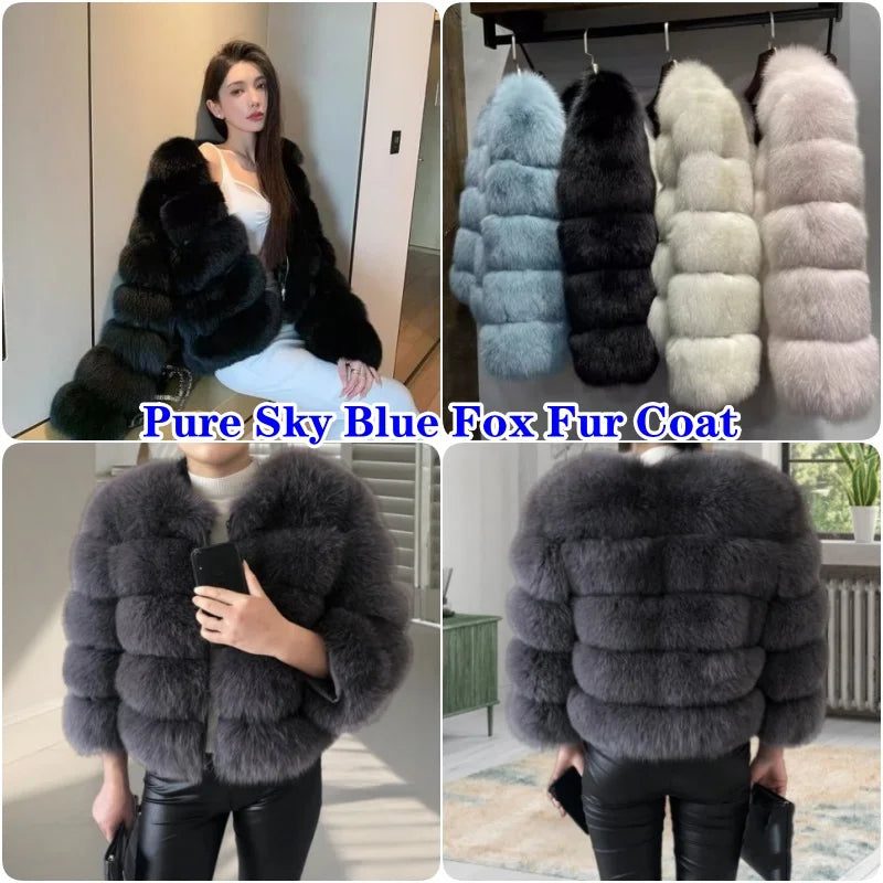 2024 new style real fur coat 100% natural fur jacket female winter warm leather fox fur coat high quality fur vest Free shipping