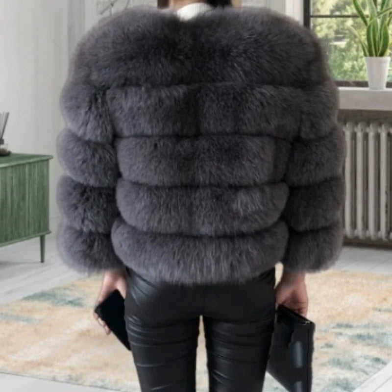 2024 new style real fur coat 100% natural fur jacket female winter warm leather fox fur coat high quality fur vest Free shipping